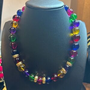 Multicolor Beaded Lucite Necklace